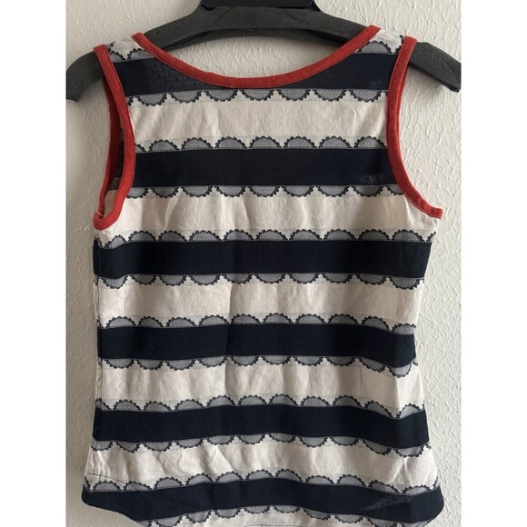 Tory Burch top Samantha Striped Lace Tank Top designer soft cotton blouse Sz XS - Picture 10 of 12